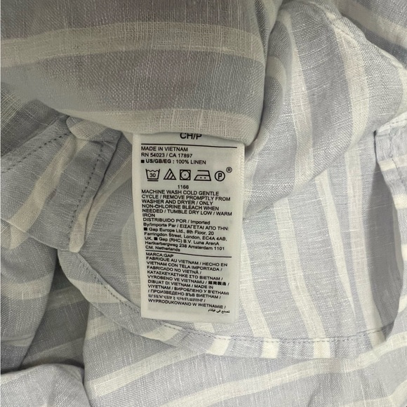 NWT Gap 100% Linen Cropped Shirt in Light Blue and White Stripe - Size Small - Picture 10 of 11
